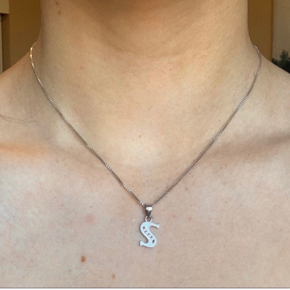 Italian Silver Necklace Letter S Gift Jewelry